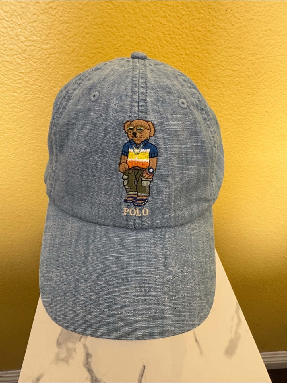 Polo Ralph Lauren adjustable cap with embroidered multi-color Polo bear OS, NWT